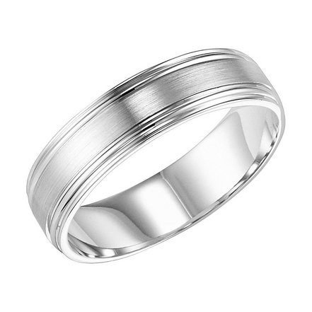 Men's Triton 14K White Gold Step Edge Wedding Band Size 10