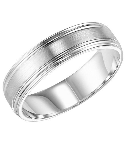 Men's Triton 14K White Gold Step Edge Wedding Band Size 10