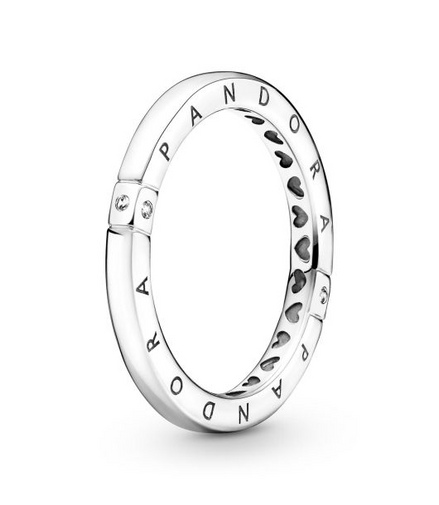 Pandora Signature Logo And Hearts Ring Size 7