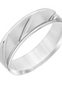 Men's 14k White Gold Engraved Diagonal Cut Wedding Band