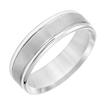 Men's 14k White Gold Brushed Comfort Fit Wedding Band