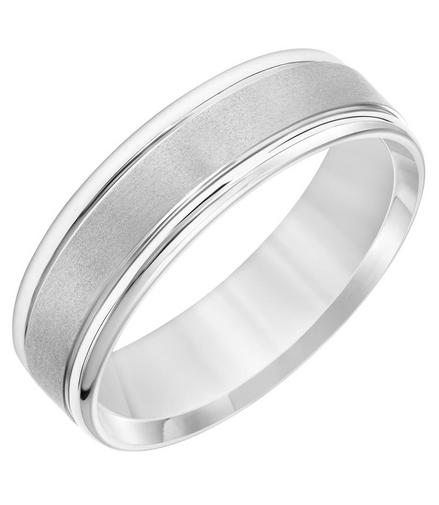 Men's 14k White Gold Brushed Comfort Fit Wedding Band