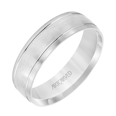 Artcarved 14K White Gold Comfort Fit Engraved Wedding Band