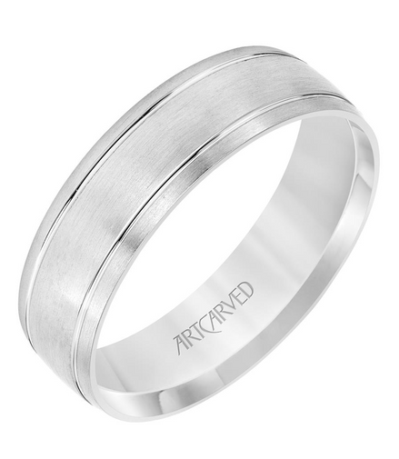 Artcarved 14K White Gold Comfort Fit Engraved Wedding Band