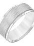 Fredrick Goldman 14K White Gold Flat Round Edge Carved Wedding Band