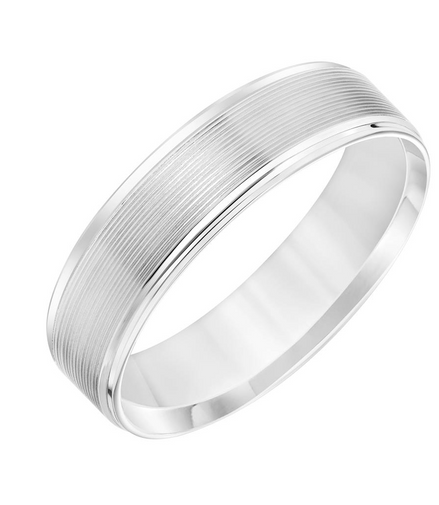 Men's 14k White Gold Beveled Edge Wedding Band