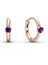 Pandora Moments Rose And Purple Solitaire Huggie Hoop Earrings
