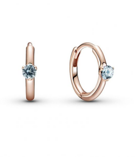 Pandora Moments Rose And Light Blue Solitaire Huggie Hoop Earrings