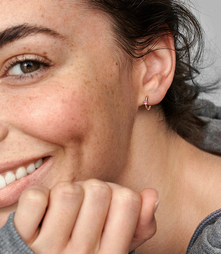 Pandora Moments Pink Solitaire Huggie Hoop Earrings
