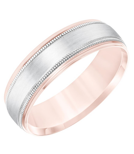 Frederick Goldman Two Tone Milgrain Comfort Fit Wedding Band