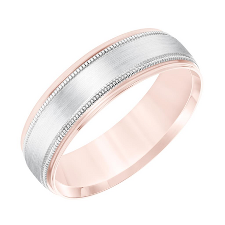 Frederick Goldman Two Tone Milgrain Comfort Fit Wedding Band