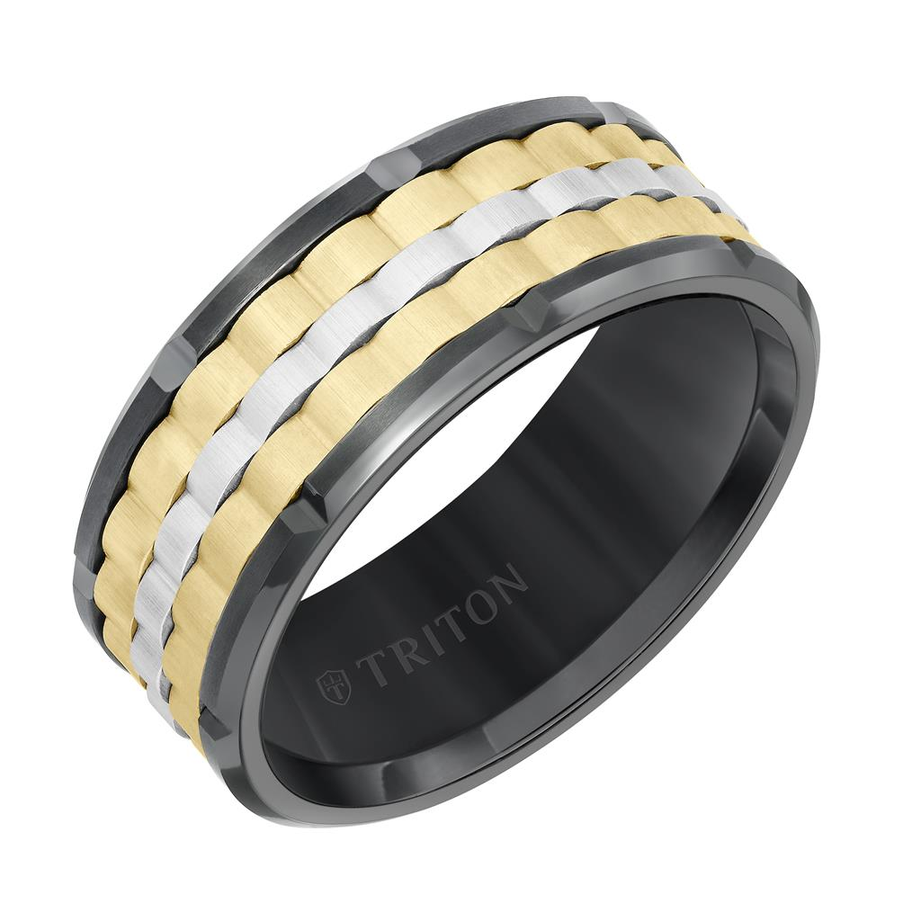 Triton Tungsten Carbide Flat Edge Basketweave Contemporary Wedding Band Size 10