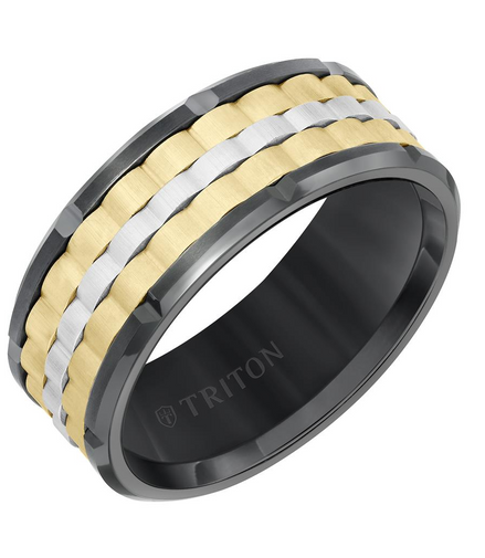 Triton Tungsten Carbide Flat Edge Basketweave Contemporary Wedding Band Size 10