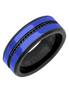 Triton Tungsten Carbide with Blue Ceramic Inlays and Black Sapphires Wedding Band Size 10