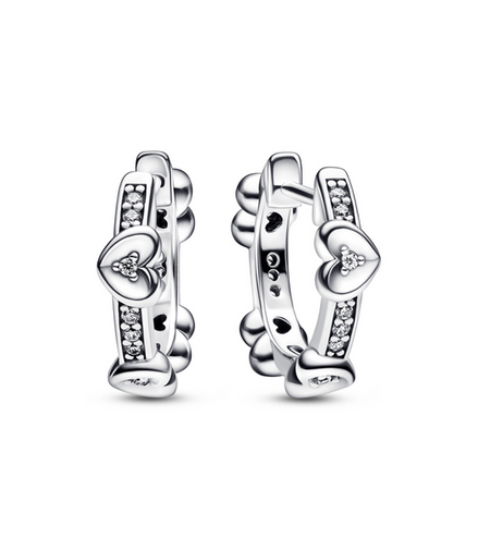 Pandora Moments Radiant Sparkling Hearts Hoop Earrings