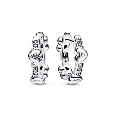 Pandora Moments Radiant Sparkling Hearts Hoop Earrings