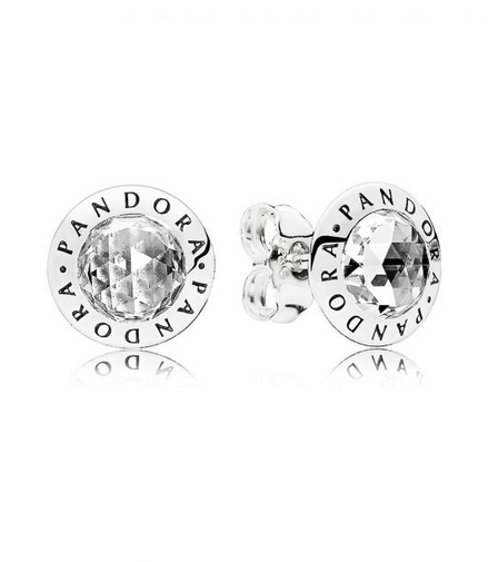 Pandora Signature Radiant Pandora Logo Stud Earrings