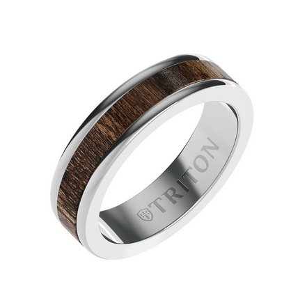 Triton Wood and White Tungsten Men's Wedding Band