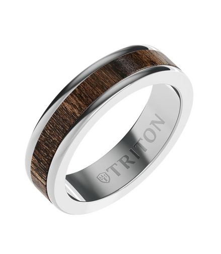 Triton Wood and White Tungsten Men's Wedding Band