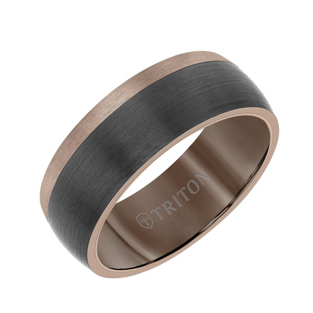 Triton Espresso and Black Tungsten Carbide Wedding Band Size 10