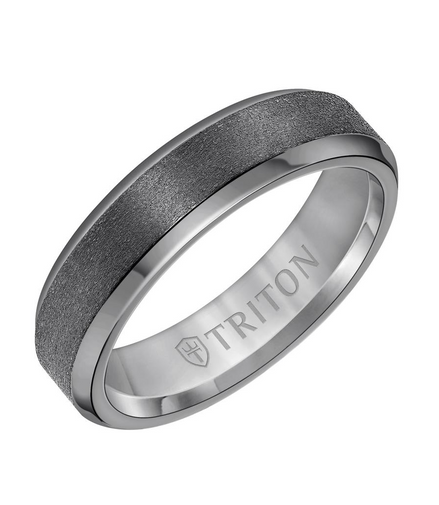Triton Tantalum Vertical Satin Finish and Bezeled Edge Wedding Band Size 9