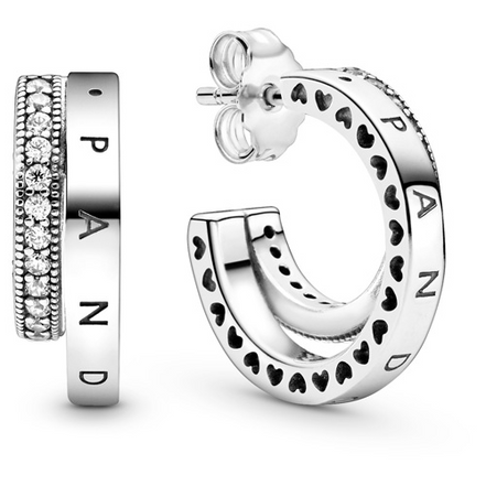 Pandora Signature Pave Double Hoop Earrings