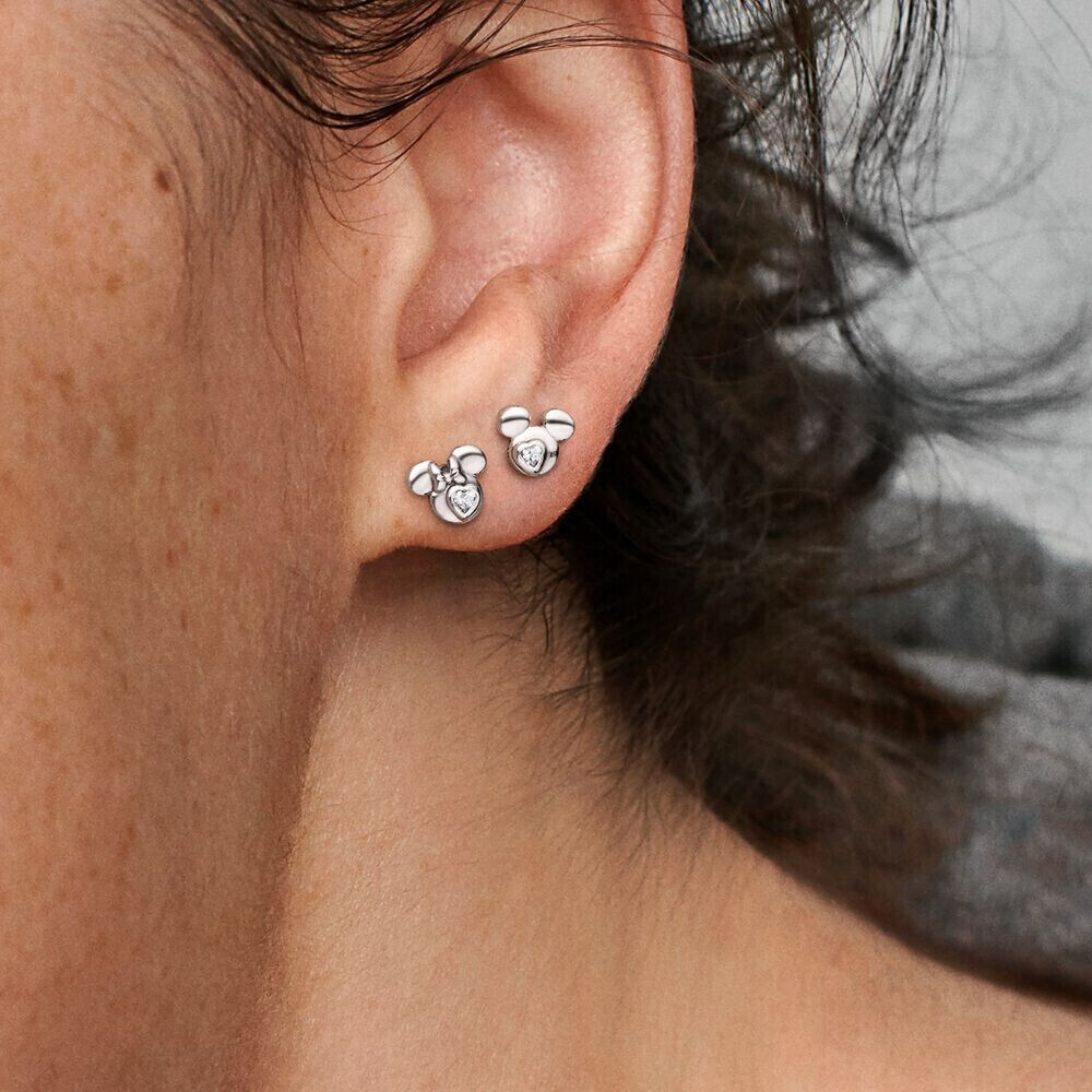 Pandora Disney Mickey Mouse & Minnie Mouse Silhouette Stud Earrings