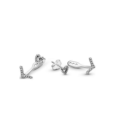 Pandora Timeless Sparkling Wishbone Heart Stud Earrings