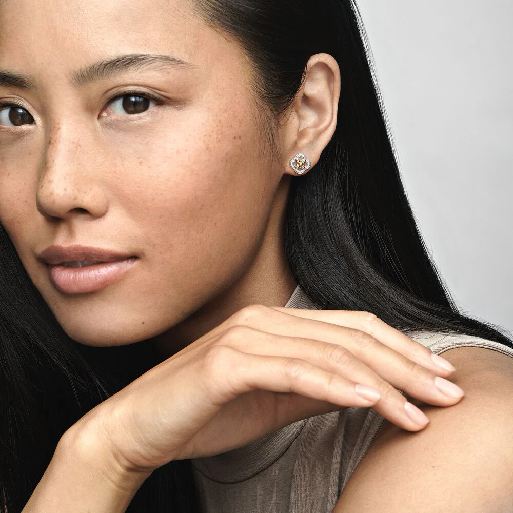 Pandora Moments Two-tone Flower Stud Earrings