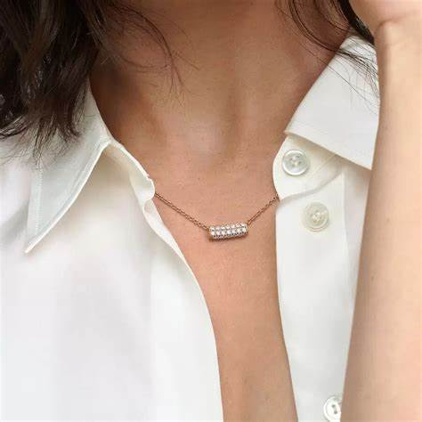 Pandora Timeless Pavé Double-Row Bar Collier Necklace 45 cm