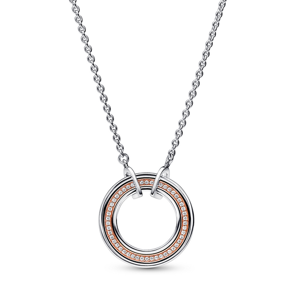 Pandora Signature Two Tone Logo And Pavé Necklace