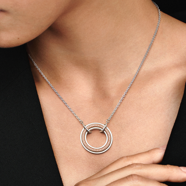 Pandora Signature Two Tone Logo And Pavé Necklace
