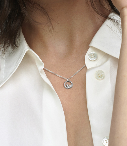 Pandora Timeless Sparkling Herbarium Circle & Cluster Pendant Necklace 45 cm