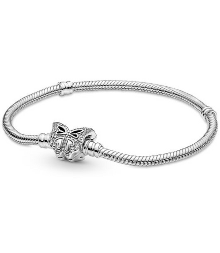 Pandora Moments Butterfly Clasp Snake Chain Bracelet Size 17