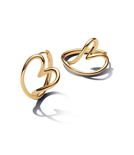 Pandora Essence 14K Gold-Plated Natural Shaped Heart Hoop Earrings