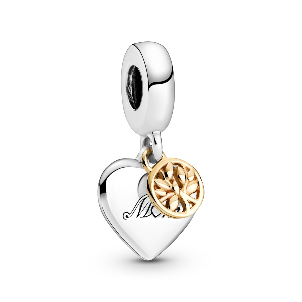 Pandora Two-tone Family Tree And Heart Dangle Charm