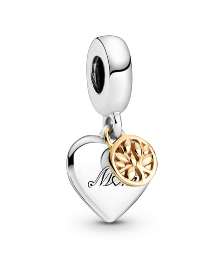 Pandora Two-tone Family Tree And Heart Dangle Charm