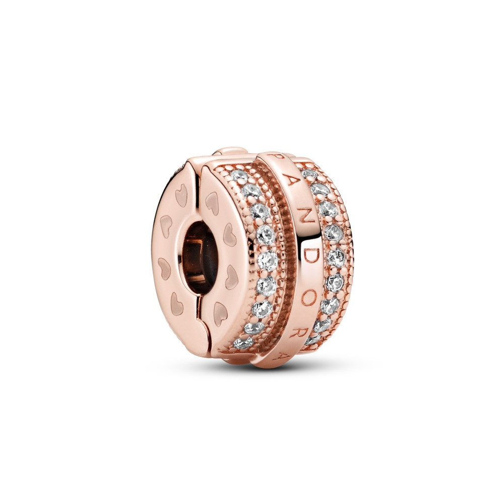 Pandora Sparkling Pavé Lines & Logo Clip Charm