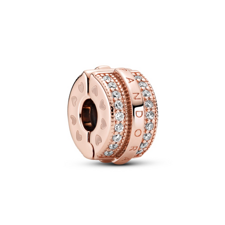 Pandora Sparkling Pavé Lines & Logo Clip Charm