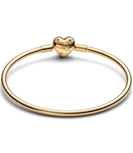 Pandora Moments Celstial Heart Clasp Bangle Charm Bracelet Size 21