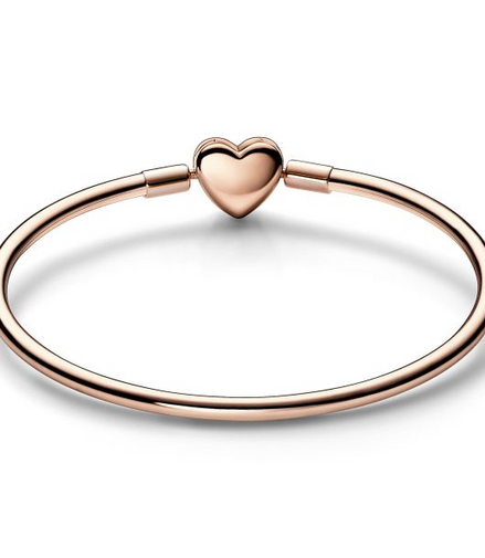 Pandora Moments Rose Heart And  Butterfly Bangle Charm Bracelet Size 19