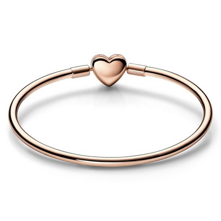 Pandora Moments Rose Heart And  Butterfly Bangle Charm Bracelet Size 19
