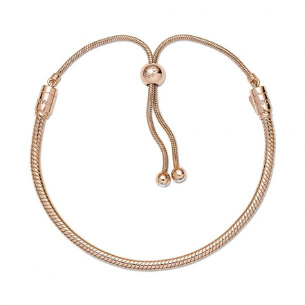 Pandora Moments Rose Snake Chain Slider Bracelet Size 2