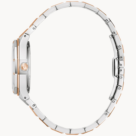 Bulova Ladies Classic Prestige Two-Tone Mother Of Pearl Dial With Diamond Accent Bracelet Watch