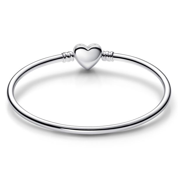 Pandora Moments Heart And  Butterfly Bangle Charm Bracelet Size 17