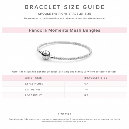 Pandora Moments Silver Mesh Bracelet Size 19