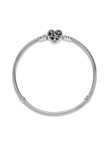 Pandora Moments Family Tree Heart Clasp Snake Chain Bracelet Size 17