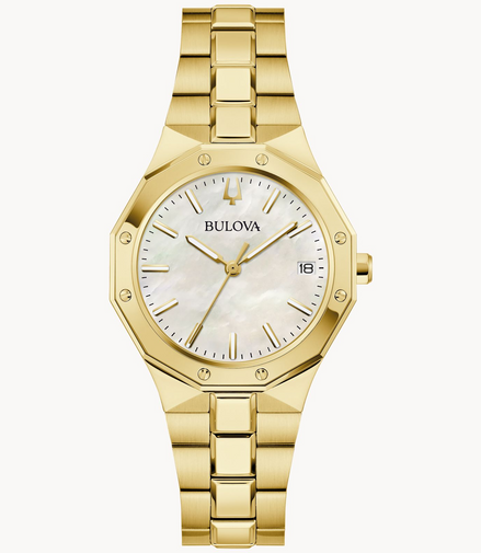 Bulova Ladies Classic Prestigue Gold-Tone Mother Of Pearl Dial Bracelet Watch