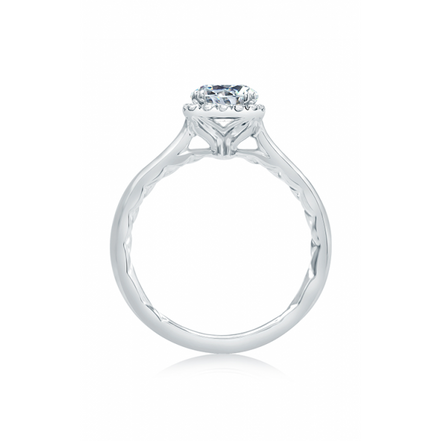 A.JAFFE Scalloped Halo Diamond Engagement Ring with Quilted Interior