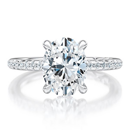 A.JAFFE 14K White Gold Oval Cut Diamond Engagement Ring